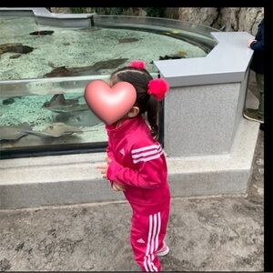 Adidas Youth Fuchsia Tracksuit with White Stripes